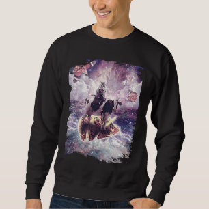 Space Cat Riding Cow Unicorn  Pizza & Taco Sweatshirt