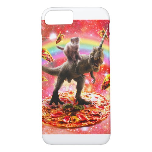 Space Cat Riding Dinosaur Unicorn _ Pizza  Taco iPhone 87 Case