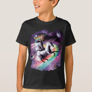 Space Cat Riding Unicorn - Laser, Tacos And Rainbo T-Shirt