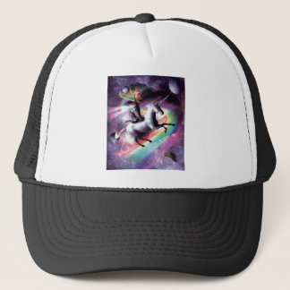 Space Cat Riding Unicorn - Laser, Tacos, Rainbow Trucker Hat