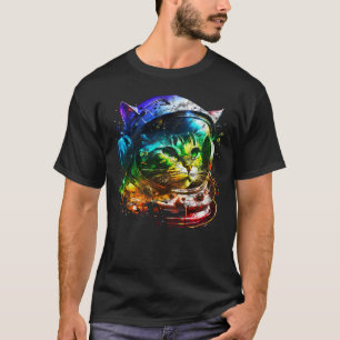 Space cat, sci-fi, astronaut, space suit, rainbow, T-Shirt