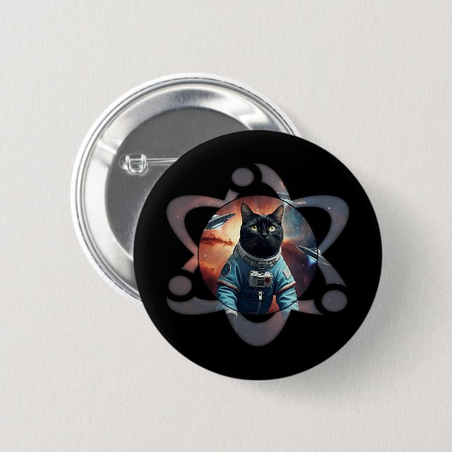 Space Cat Science Button (Front & Back)