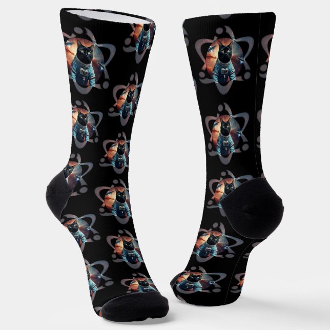 Space Cat Science Socks (Angled)