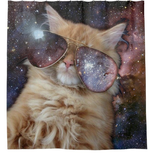 Space Cat Shower Curtain (Front)