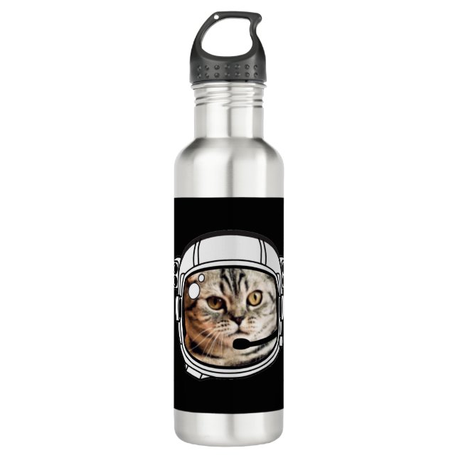 Space Cat Stainless Steel Water Bottle (Front)