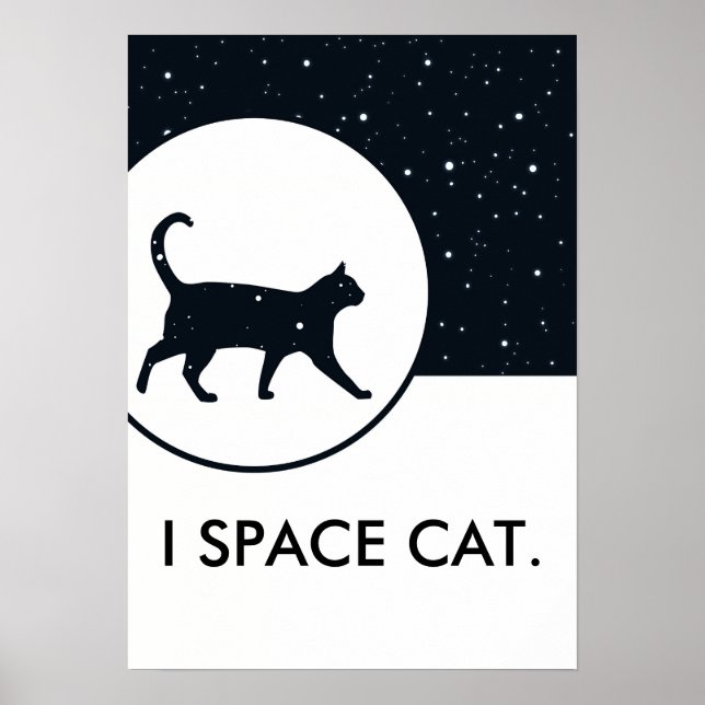 Space cat stars sky designed customized text poster (Front)
