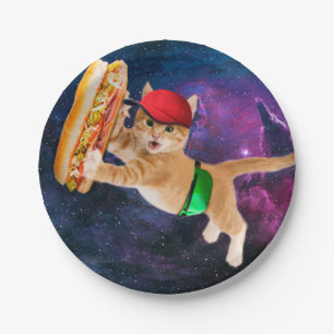 Space cat with caps and fanny pack paper plates