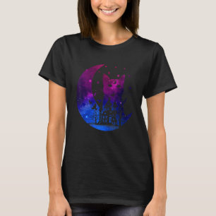 Space Cat With Moon Bisexual Flag Bisexuality Prid T-Shirt