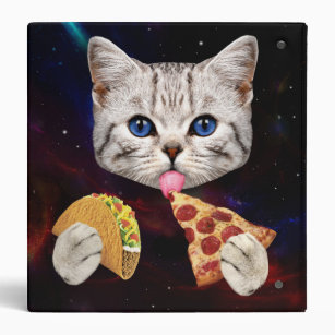 dj cat - space cat - cat pizza - cute cats 3 ring binder, Zazzle