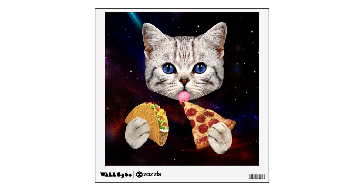 Space Cat with taco and pizza Wall