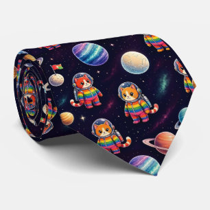 Space Cats Intergalactic Planets Solar System Neck Tie