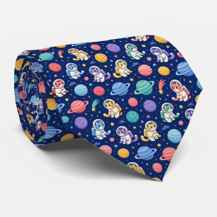 Space Cats Intergalactic Planets Solar System Neck Tie