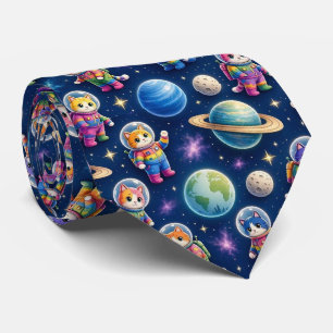 Space Cats Intergalactic Planets Solar System Neck Tie