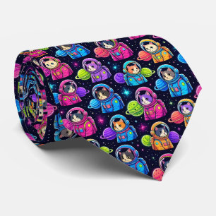 Space Cats Intergalactic Planets Solar System Neck Tie
