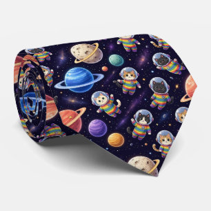 Space Cats Intergalactic Planets Solar System Neck Tie