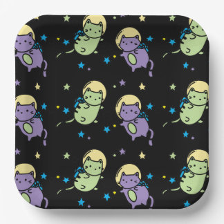 space cats paper plates