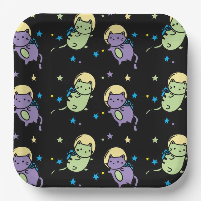 space cats  paper plates (Front)