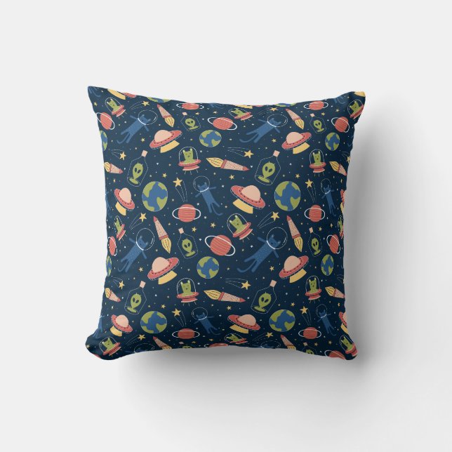 Space Cats Throw Pillow (Front)
