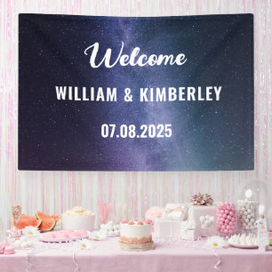 Space Celestial Sky Galaxy Nebula Elegant Wedding Banner