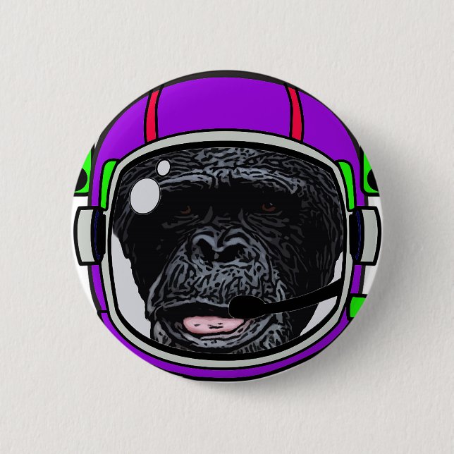 Space Chimp Pinback Button (Front)