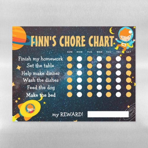 Space chores chart Astronaut Responsibility chart Magnetic Dry Erase Sheet