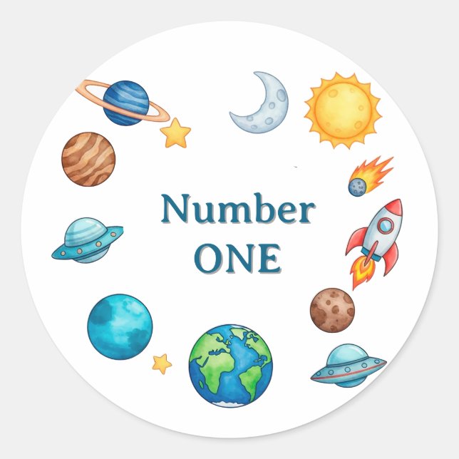 Space Circle Clipart Set With Planets, Moon, Sun,  Classic Round Sticker (Front)