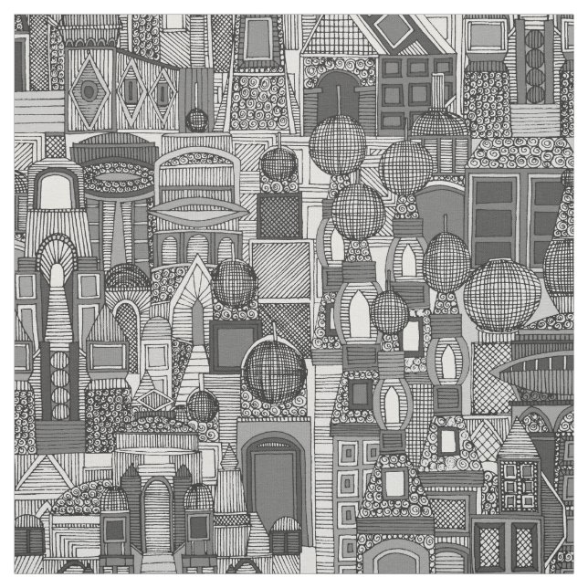 space city sun bw fabric (Swatch)