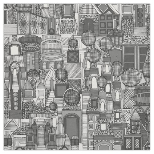 space city sun red fabric