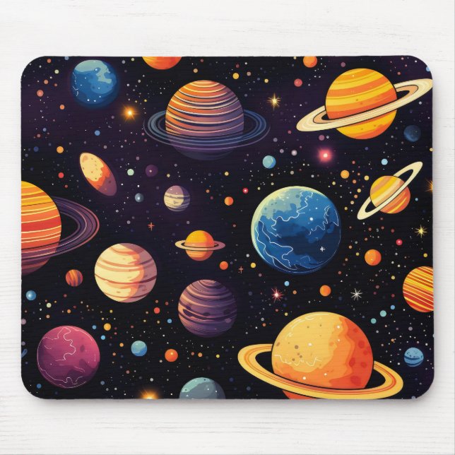 Space Colorful Planets Mouse Pad (Front)