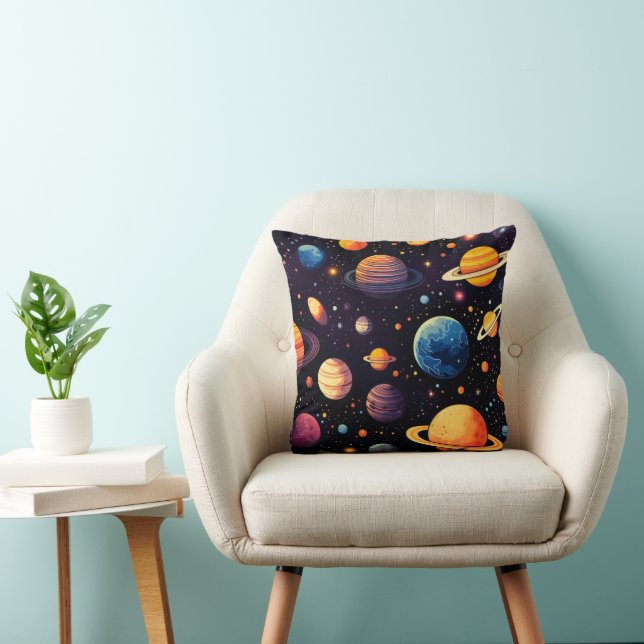 Space Colorful Planets Throw Pillow (Chair)