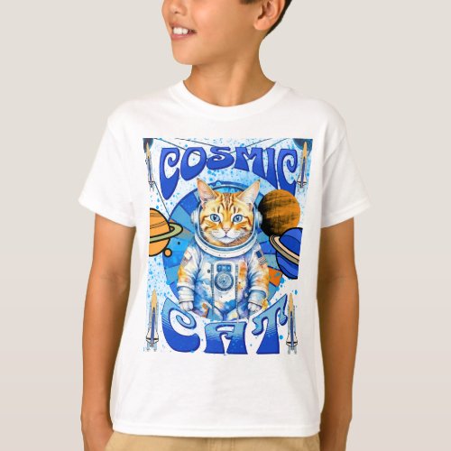 Space Cosmic Cat stardust kids  T_Shirt