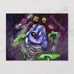 Space cow flying in space postcard