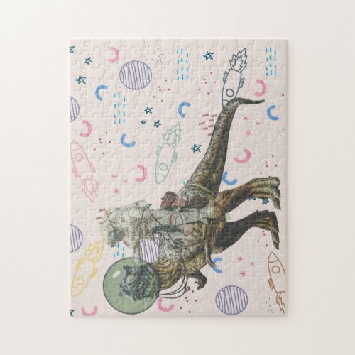 Space Cowboy and His Dinosaur Companion Jigsaw Puzzle