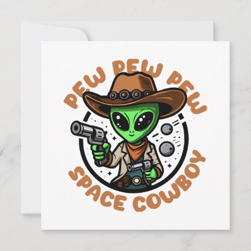 Space Cowboy Funny Alien Invitation