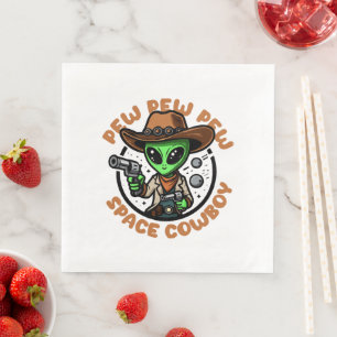 Space Cowboy Funny Alien Paper Dinner Napkins