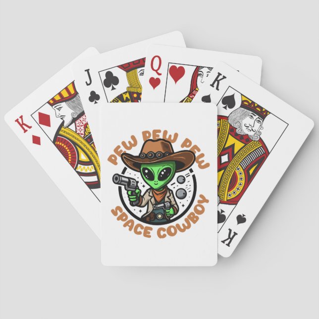 Space Cowboy Funny Alien Poker Cards (Back)
