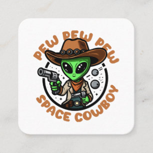 Space Cowboy Funny Alien Square Business Card