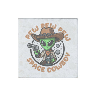 Space Cowboy Funny Alien Stone Magnet