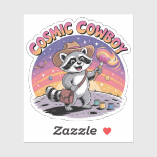 Space Cowboy Raccoon Artist Moon Cosmic Sticker