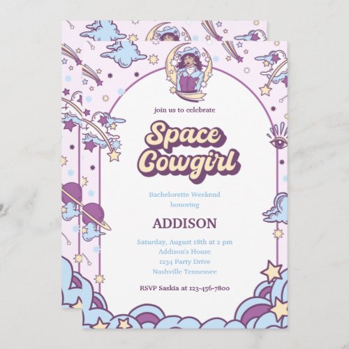 Space Cowgirl Bachelorette Invitation With Deets