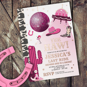 Space Cowgirl Bachelorette Party  Foil Invitation