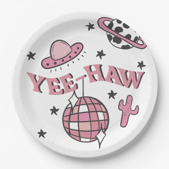 Space Cowgirl Bachelorette Party  Paper Plates (Front)
