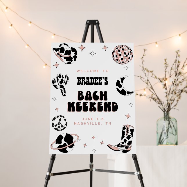 Space Cowgirl Bachelorette Party Welcome Sign (In Situ (Stand))