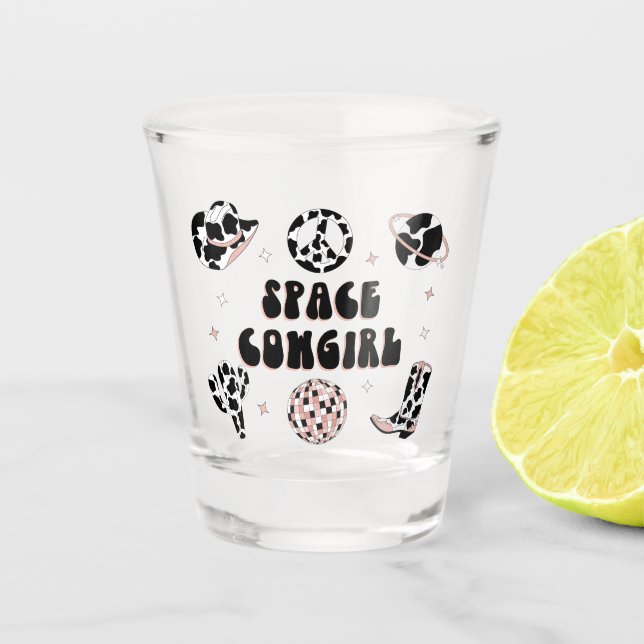 Space Cowgirl Bachelorette Shot Glass  (Front)