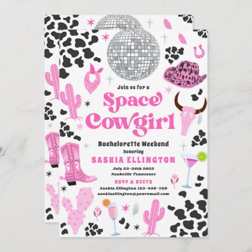 Space Cowgirl Bachelorette Weekend Itinerary Invitation