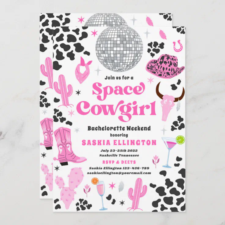 cowgirl themed bachelorette party invitations