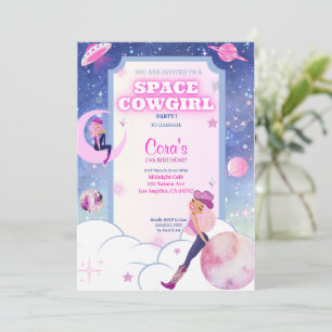 Space Cowgirl Birthday Invitation 