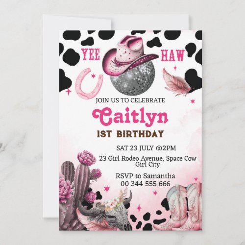 Space Cowgirl Birthday Party Invitation