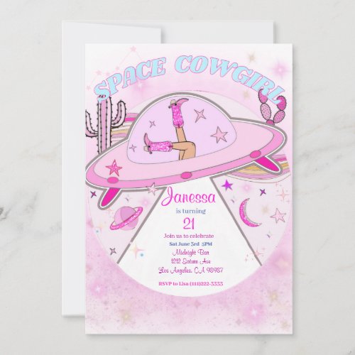 Space Cowgirl Birthday Party Invitation  Invitation