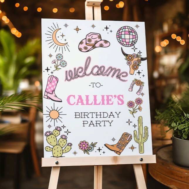 Space Cowgirl Birthday Welcome Sign Editable Rodeo (Creator Uploaded)